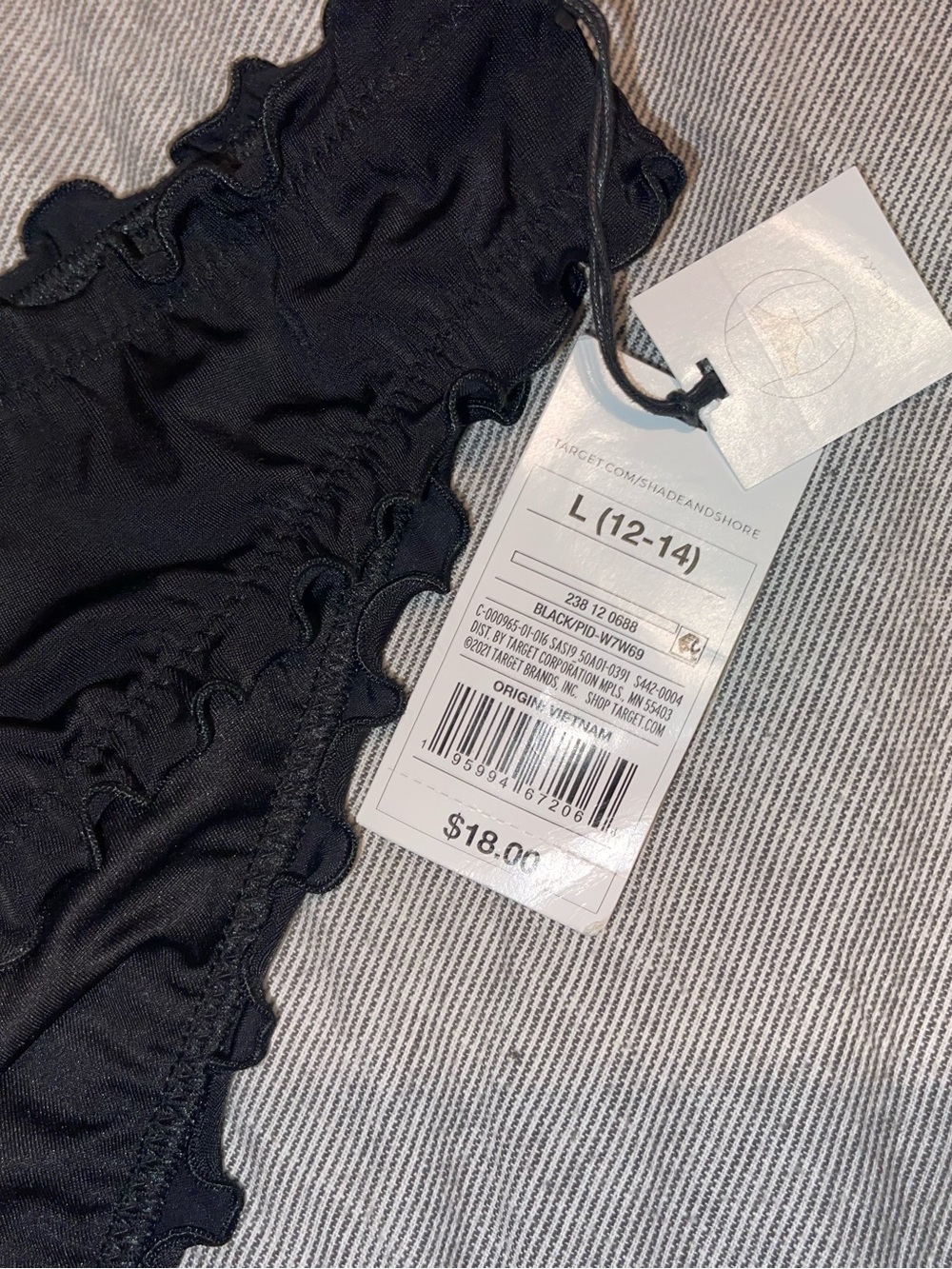 Black Ruffle Bikini Bottoms Large - Picture 3 of 3